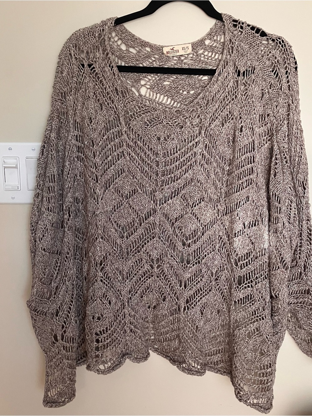 Hollister Open-Weave Scoop Neck Sweater in Taupe swish bohemian boho feminine